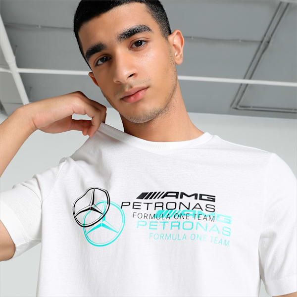 Mercedes AMG Petronas F1 Logo Men's Regular Fit T-Shirt, PUMA White, extralarge-IND