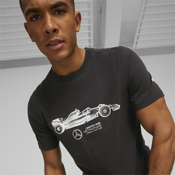 Mercedes AMG Petronas F1 Car Graphic Men's Regular Fit T-shirt, PUMA Black, extralarge-AUS
