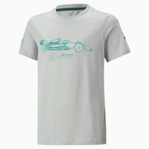Mercedes AMG Petronas F1 Car Graphic Youth Regular Fit T-Shirt, Mercedes Team Silver, extralarge-IND
