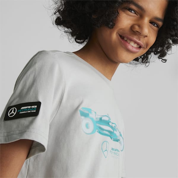 Mercedes AMG Petronas F1 Car Graphic Youth Regular Fit T-Shirt, Mercedes Team Silver, extralarge-IND
