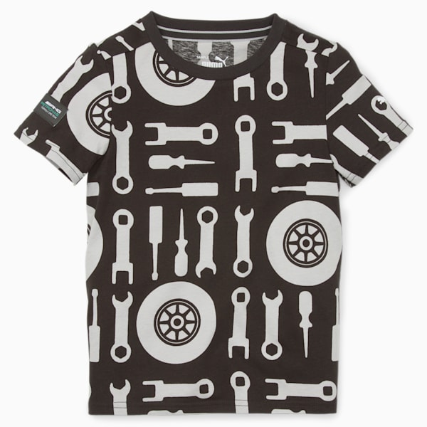 Mercedes AMG Petronas F1 All Over Print Kids' Regular Fit T-Shirt, PUMA Black, extralarge-IND