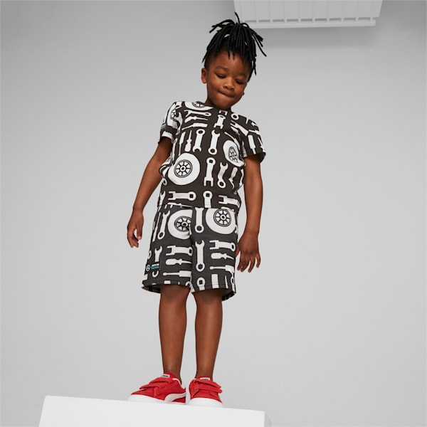 Mercedes AMG Petronas F1 All Over Print Kids' Shorts, PUMA Black