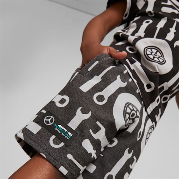 Mercedes AMG Petronas F1 All Over Print Kids' Regular Fit Shorts, PUMA Black, extralarge-IND