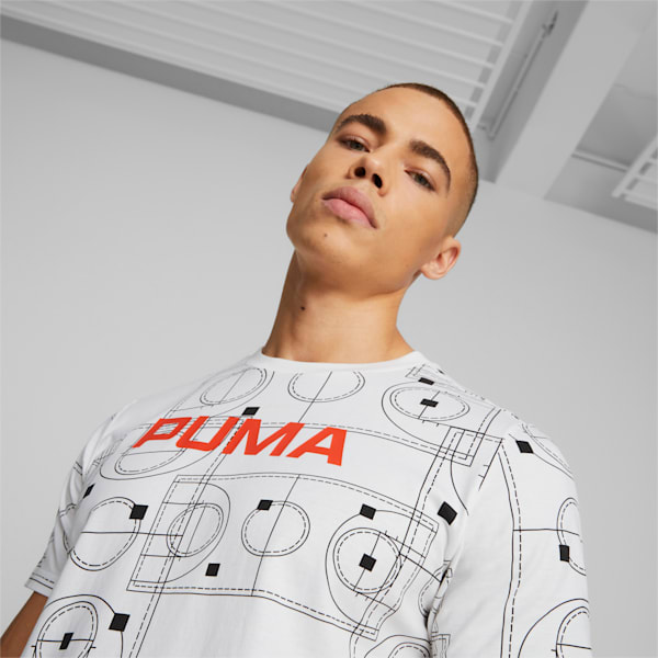 Clear Out Men's Basketball Tee, PUMA White-Court AOP