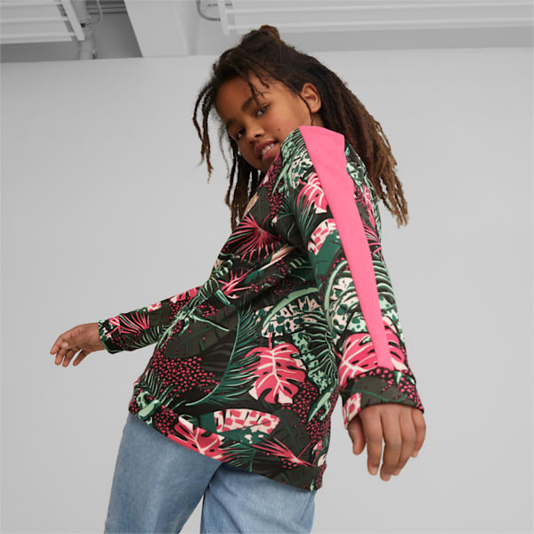 T7 Vacay Queen Printed V-Neck Sweatshirt Youth, Glowing Pink