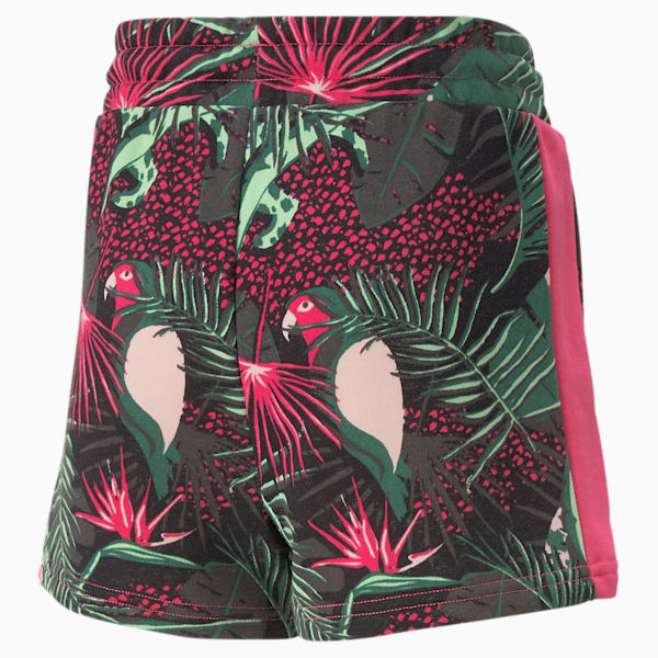 T7 Vacay Queen All Over Print Girls Shorts, Glowing Pink