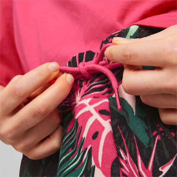 T7 Vacay Queen All Over Print Girls Shorts, Glowing Pink, extralarge-IND