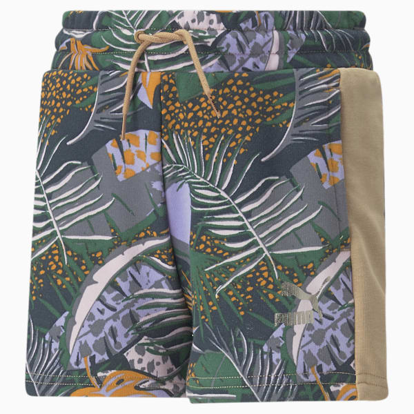 T7 Vacay Queen All Over Print Girls Shorts, Dusty Tan, extralarge-AUS