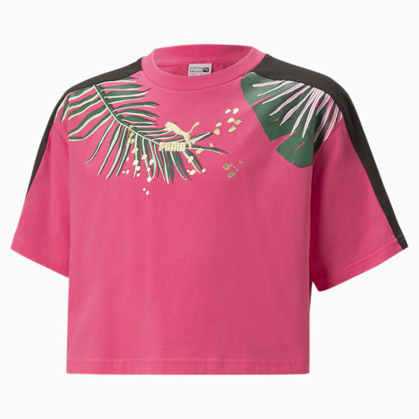 T7 Vacay Queen Graphic Girls Crop Top, Glowing Pink, extralarge-AUS
