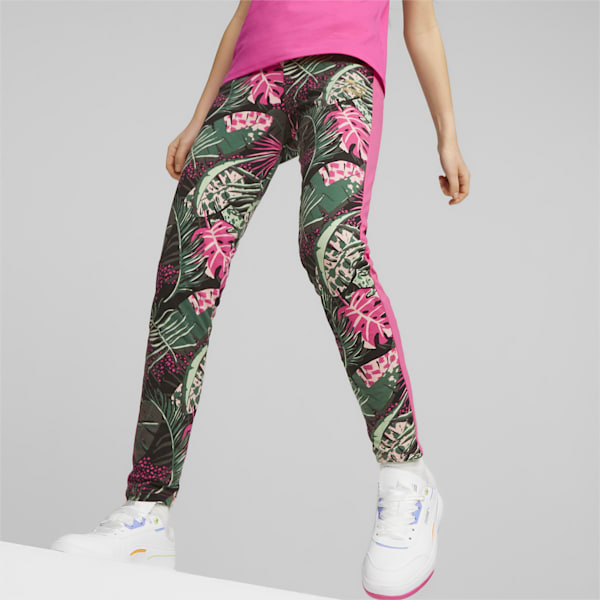 T7 Vacay Queen All Over Print Girls Leggings, Glowing Pink, extralarge-AUS