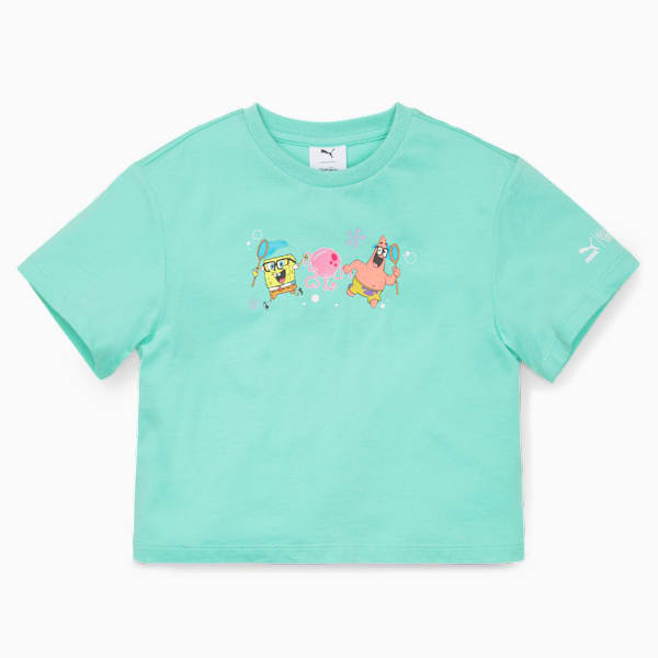 PUMA x SPONGEBOB Kids' Girls' Tee, Mint, extralarge