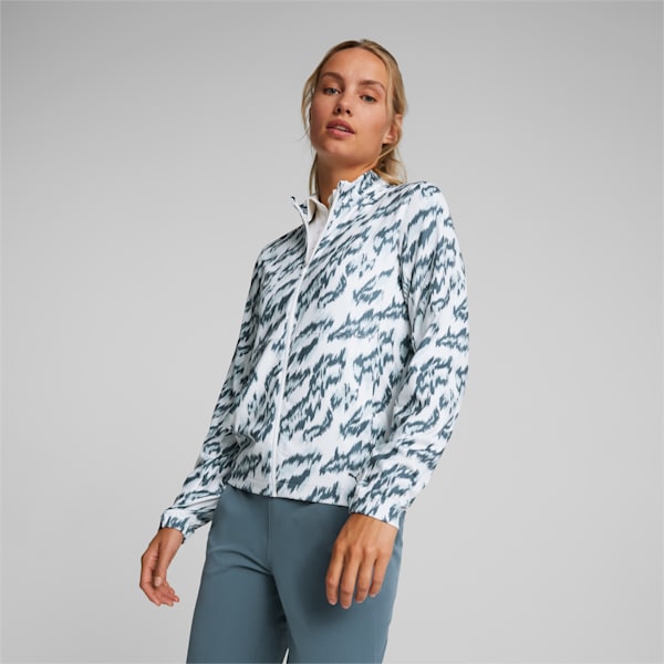 Animal Print Golf Jacket Women, Bright White-Lucite