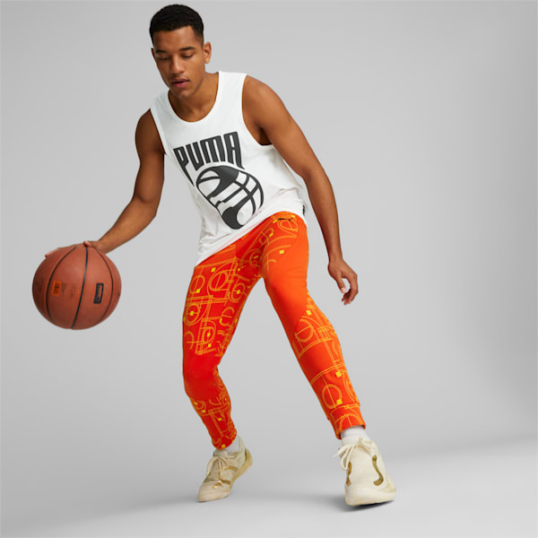 MVP Dime Men's Basketball Pants, Warm Earth-Fresh Pear-AOP