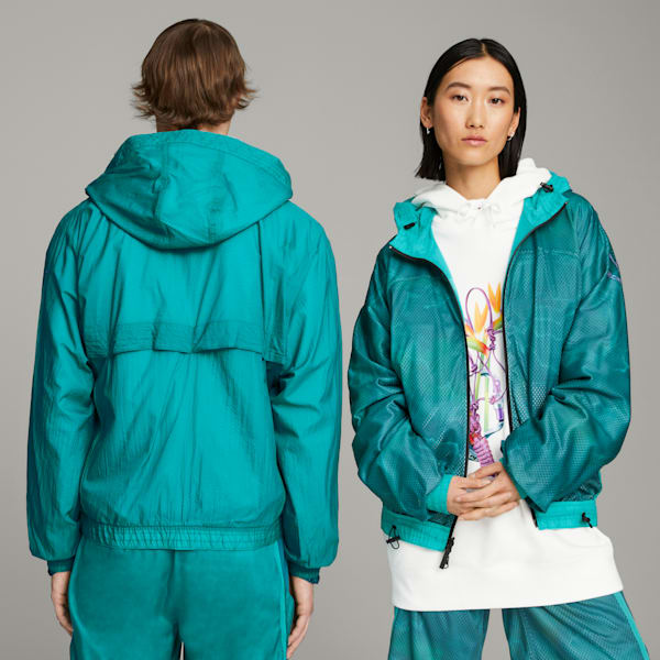 PUMA x KOCHÉ Men's Reversible Windbreaker, Teal Blue, extralarge