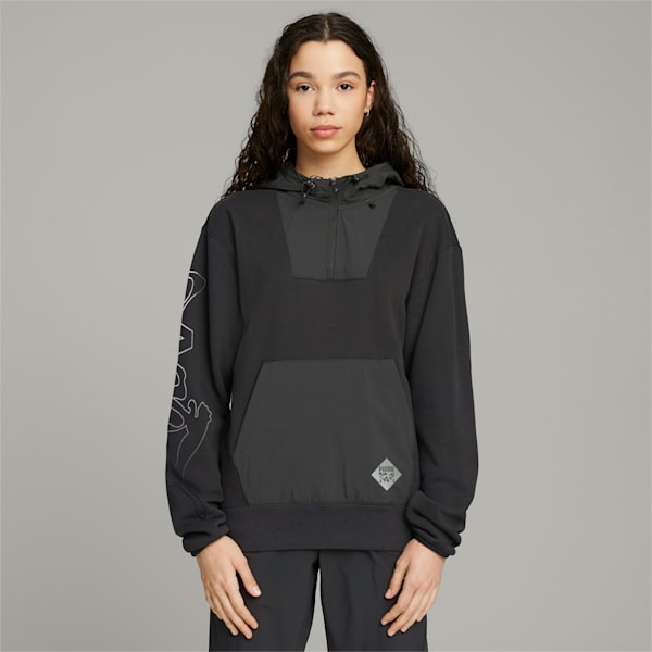 Nike Women's NSW Fleece Hoodie Varsity, Black/Black/White, X-Small