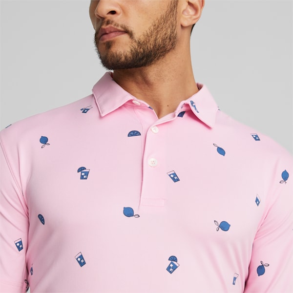 PUMA x Arnold Palmer CLOUDSPUN Citrus Golf Polo Shirt Men, Pale Pink-Lake Blue, extralarge-GBR