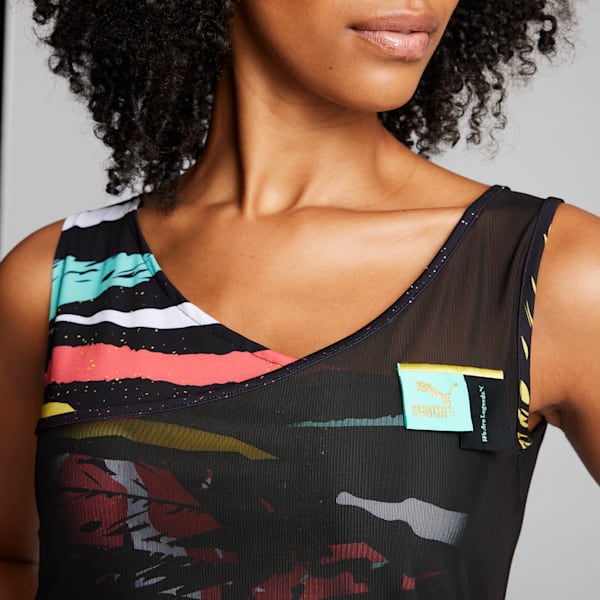 Vestido WAL Mas Camp T7 para mujer, PUMA Black-AOP, extragrande