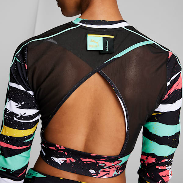 WAL Mas Camp T7 Women's Cropped Top, PUMA Black-AOP, extralarge