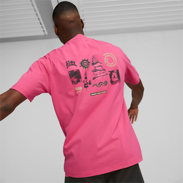 Downtown Men's Graphic Tee, Glowing Pink, extralarge