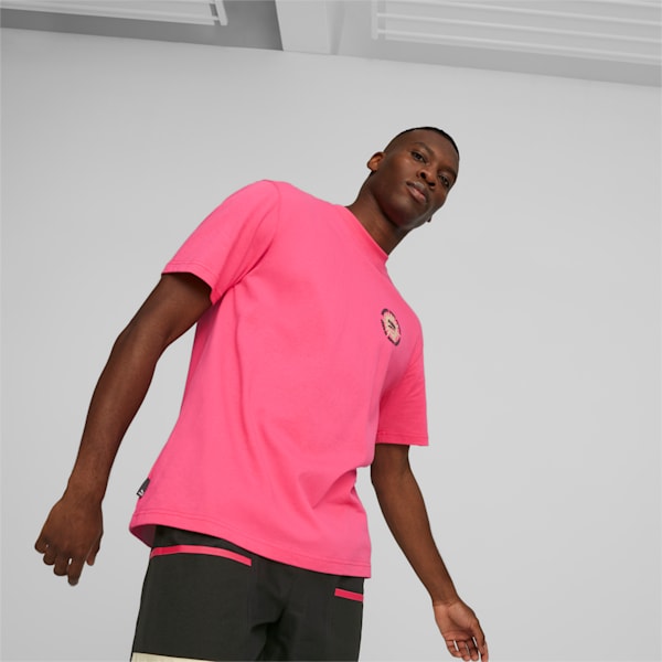 Downtown Men's Graphic Tee, Glowing Pink, extralarge