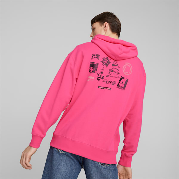 Downtown Men's Graphic Hoodie, Glowing Pink