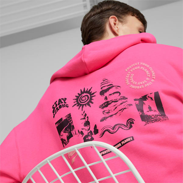 Downtown Men's Graphic Hoodie, Glowing Pink
