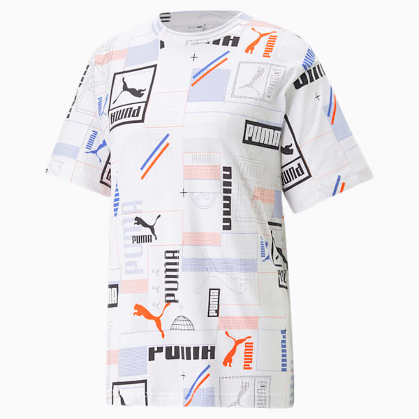 Classics Gen. Aop Women's Relaxed Fit T-Shirt, PUMA White-AOP, extralarge-IND