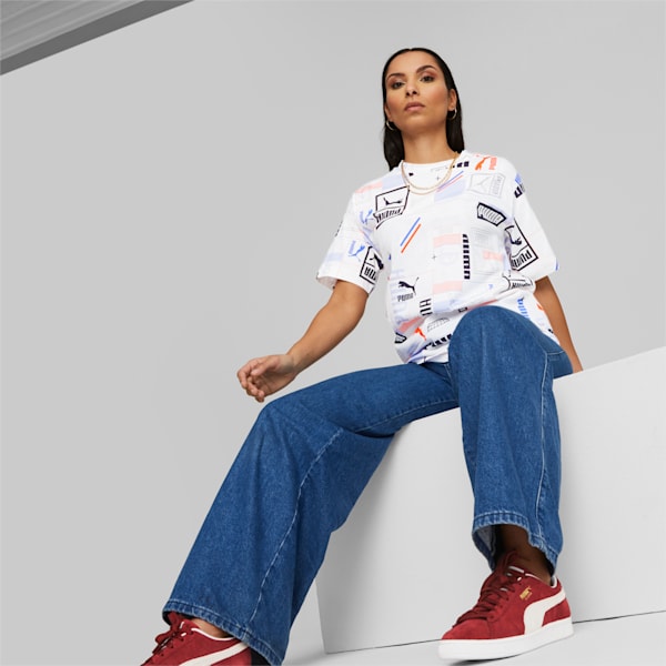 Classics Gen. Aop Women's Relaxed Fit T-Shirt, PUMA White-AOP, extralarge-IND