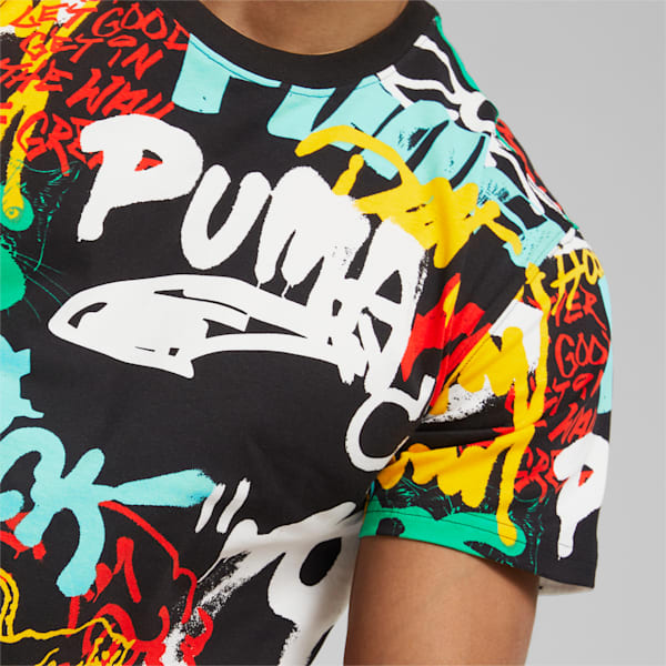 Graffiti Basketball Tee Men, PUMA Black-Multi Print, extralarge-GBR