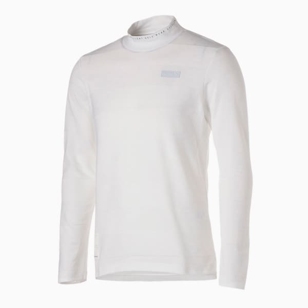 メンズ ゴルフ EGW ジャガード 長袖 モックネック シャツ, Bright White