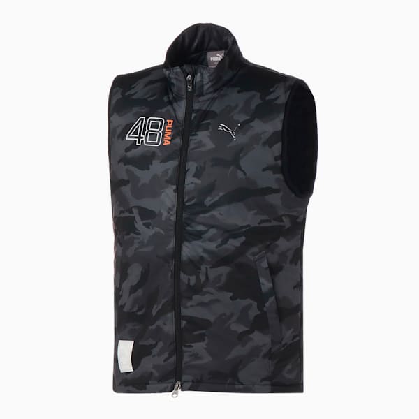 メンズ ゴルフ モンスター ストレッチ DWR フルジップ ベスト, PUMA Black-Vibrant Orange, extralarge-JPN