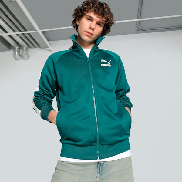 T7 Iconic Men's Regular Fit Track Jacket, Cold Green, extralarge-IND