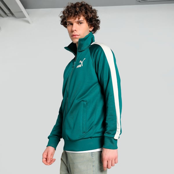 T7 Iconic Men's Regular Fit Track Jacket, Cold Green, extralarge-IND