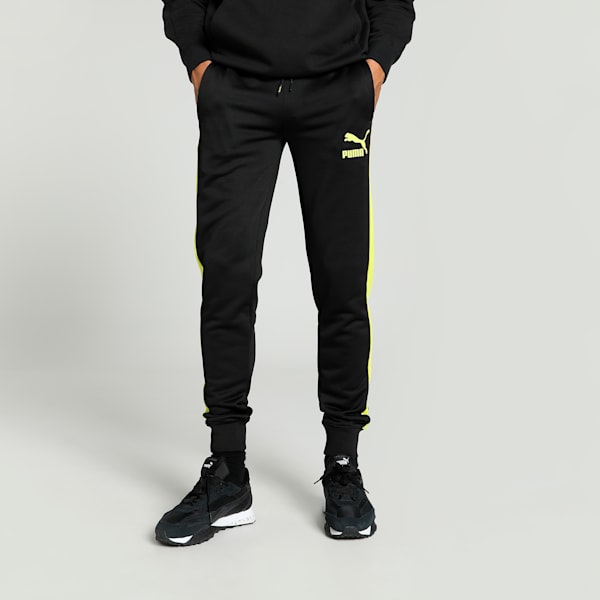 Pants Hombre T7 Iconic, PUMA Black-Lime Sheen, extralarge