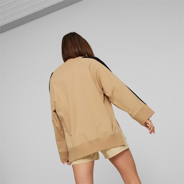 ウィメンズ T7 トレンド 7ETTER Vネック スウェットシャツ, Dusty Tan, extralarge-JPN