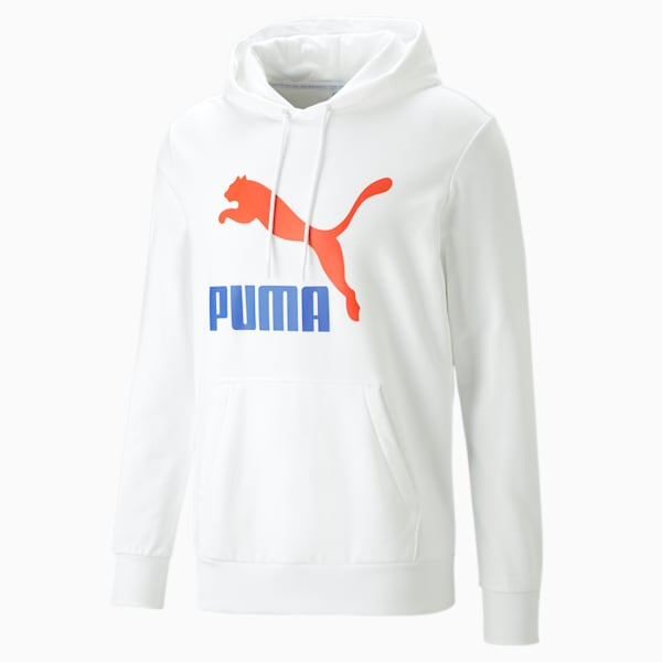 Sudadera con capucha clásica con logo para hombre, PUMA White-Royal Sapphire, extragrande