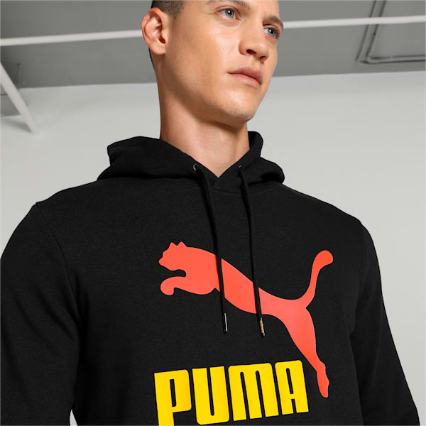 Classics Logo Men's Hoodie, PUMA Black-Hot Heat, extralarge-IND