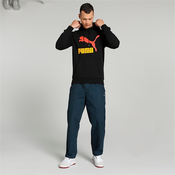 Classics Logo Men's Hoodie, PUMA Black-Hot Heat, extralarge-IND