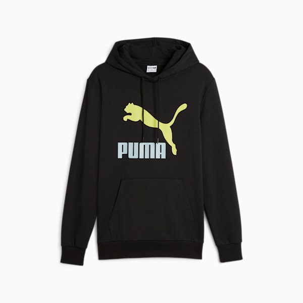 Sudadera con  gorra para hombre Classics Logo, PUMA Black-Lime Sheen, extralarge