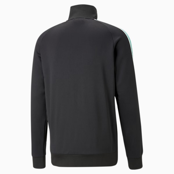 T7 Sport Men's Regular Fit Track Jacket, PUMA Black-Mint, extralarge-IND