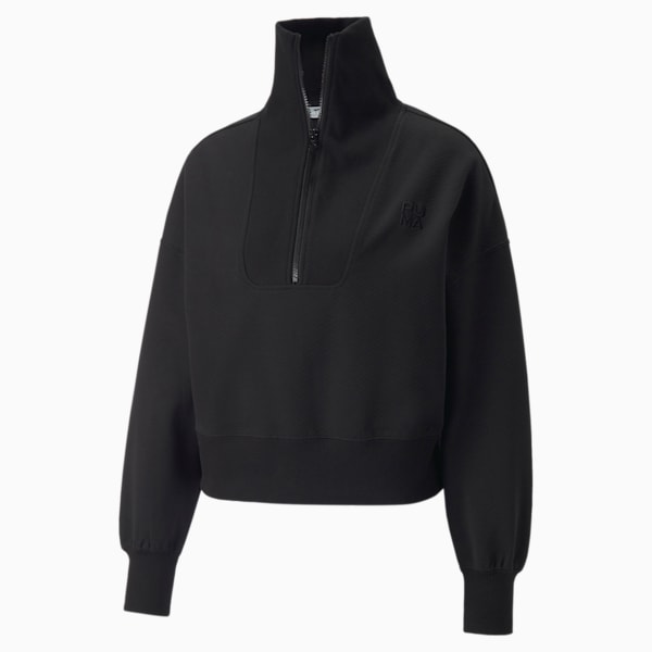 Infuse Women's Half-Zip Oversized Sweatshirt, Puma Black, extralarge