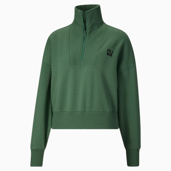 Sudadera sobredimensionada con media cremallera para mujer Infuse, Deep Forest, extralarge