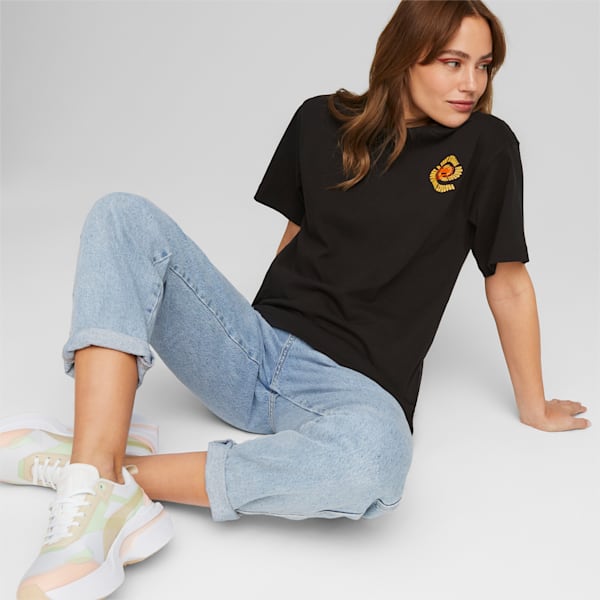 Downtown Relaxed Women's Graphic Tee, PUMA Black, extralarge