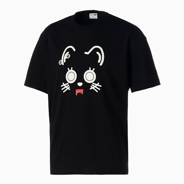 ユニセックス NEKO SAN フェイス 半袖 Tシャツ, Puma Black, extralarge-JPN