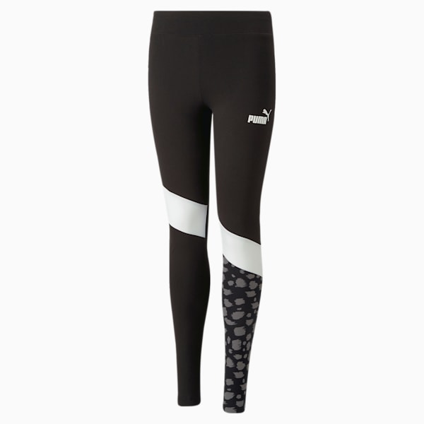 Essentials+ Animal Block Girls Leggings, PUMA Black, extralarge-IND