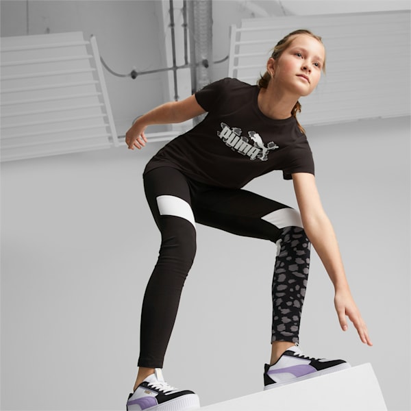 Essentials+ Animal Block Girls Leggings, PUMA Black, extralarge-IND