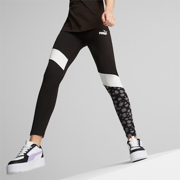 Essentials+ Animal Block Girls Leggings, PUMA Black, extralarge-IND