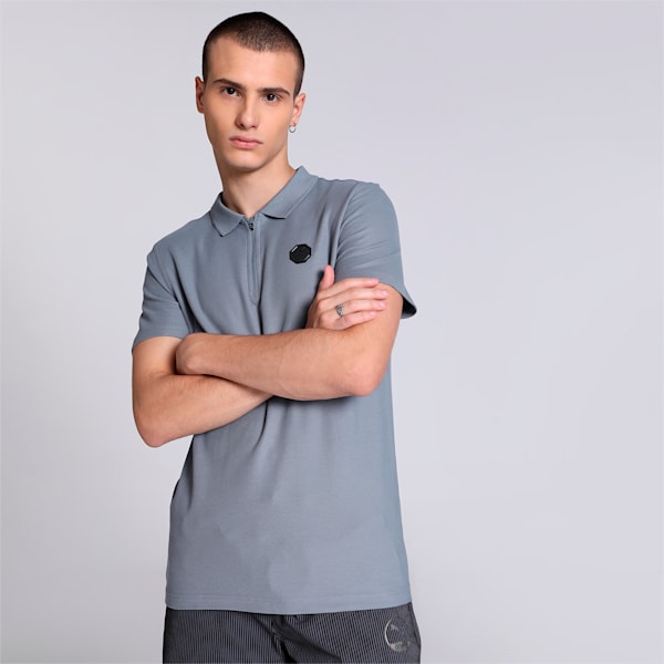 PUMA x one8 Jacquard Men's Slim Fit Polo, Gray Tile, extralarge-IND