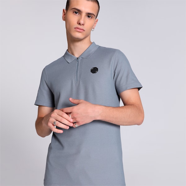 one8 Virat Kohli PUMA Jacquard Men's Polo, Gray Tile