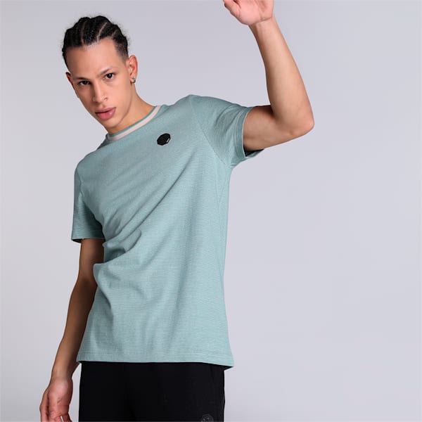 PUMA x one8 Jacquard Men's Slim Fit T-Shirt, Adriatic, extralarge-IND